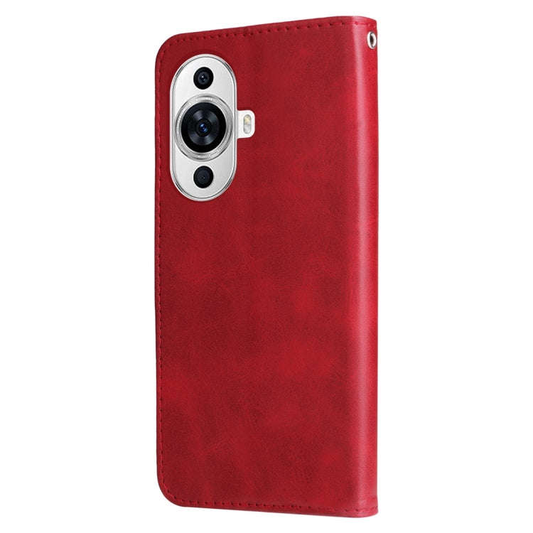 For Huawei nova 11 Calf Texture Zipper Leather Phone Case(Red)