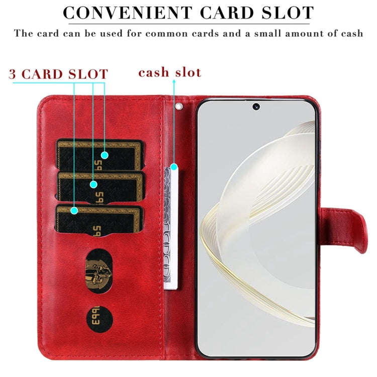 For Huawei nova 11 Calf Texture Zipper Leather Phone Case(Red)