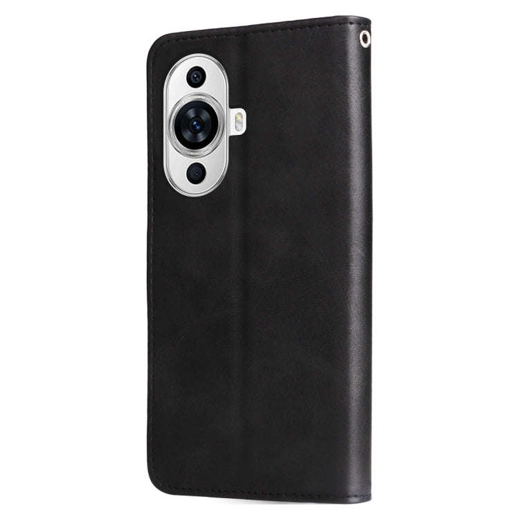 For Huawei nova 11 Calf Texture Zipper Leather Phone Case(Black)