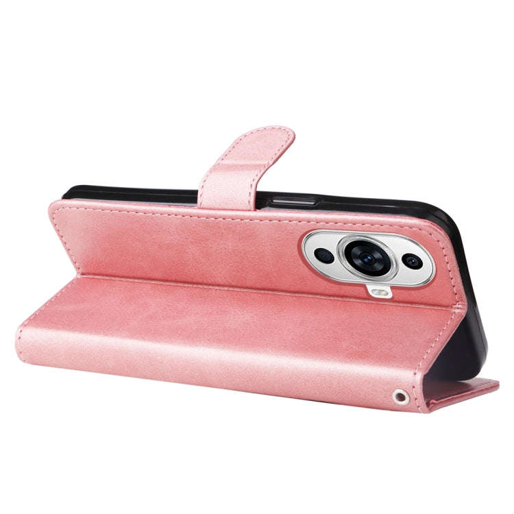 For Huawei nova 11 Pro Calf Texture Zipper Leather Phone Case(Rose Gold)