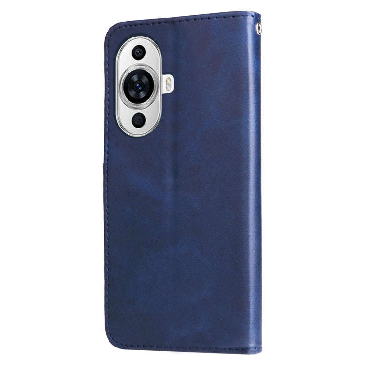 For Huawei nova 11 Pro Calf Texture Zipper Leather Phone Case(Blue)