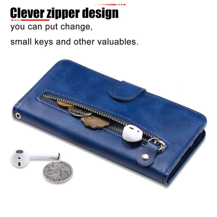 For Huawei nova 11 Pro Calf Texture Zipper Leather Phone Case(Blue)