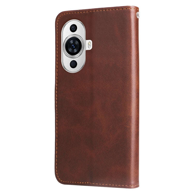 For Huawei nova 11 Pro Calf Texture Zipper Leather Phone Case(Brown)