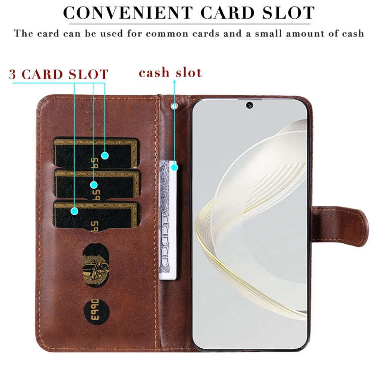 For Huawei nova 11 Pro Calf Texture Zipper Leather Phone Case(Brown)