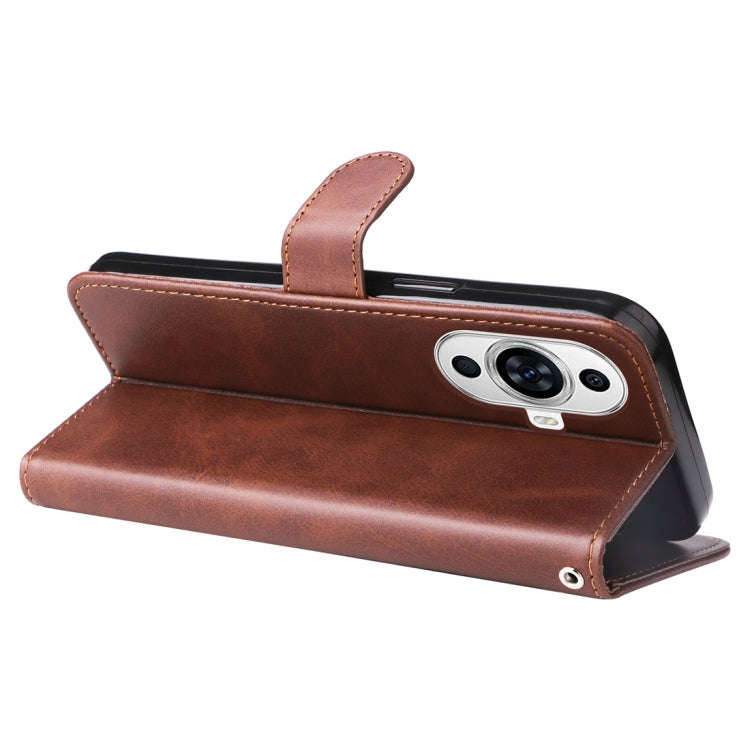 For Huawei nova 11 Pro Calf Texture Zipper Leather Phone Case(Brown)