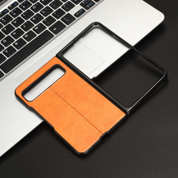 For Google Pixel Fold Sewing Cow Pattern Skin PC + PU + TPU Phone Case(Orange)