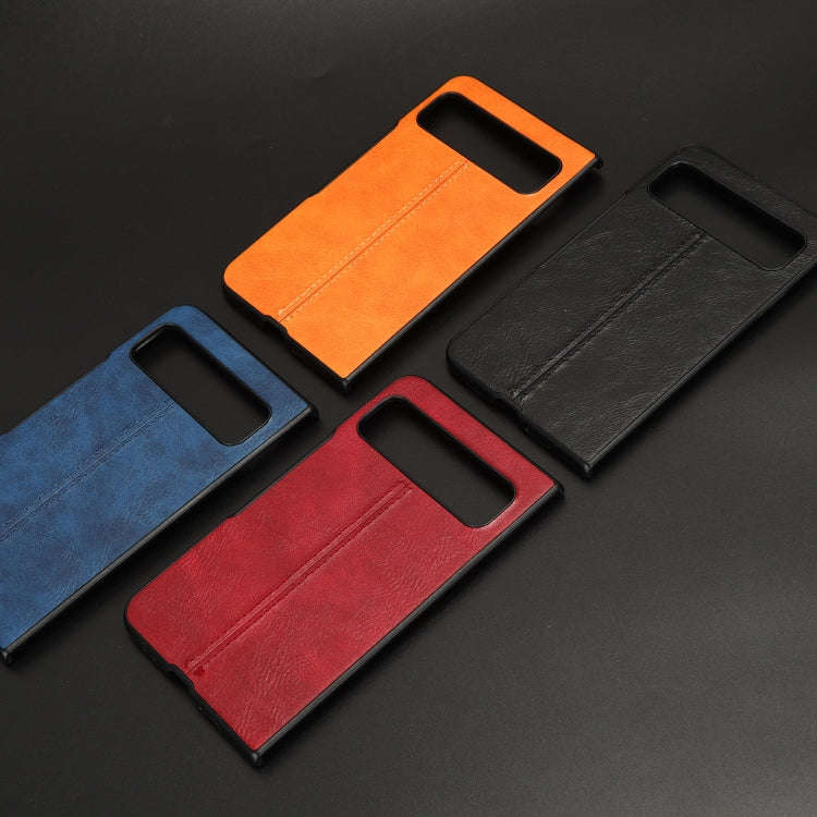 For Google Pixel Fold Sewing Cow Pattern Skin PC + PU + TPU Phone Case(Orange)