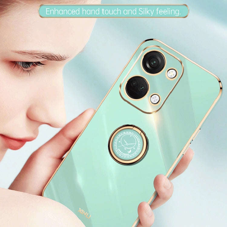 For OnePlus Ace 2V XINLI Straight Edge 6D Electroplate TPU Phone Case with Ring Holder(Hawthorn Red)