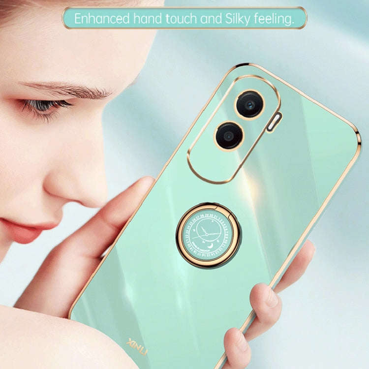 For Honor X50i 5G XINLI Straight Edge 6D Electroplate TPU Phone Case with Ring Holder(Cherry Purple)