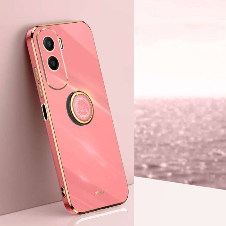 For Honor X50i 5G XINLI Straight Edge 6D Electroplate TPU Phone Case with Ring Holder(Hawthorn Red)
