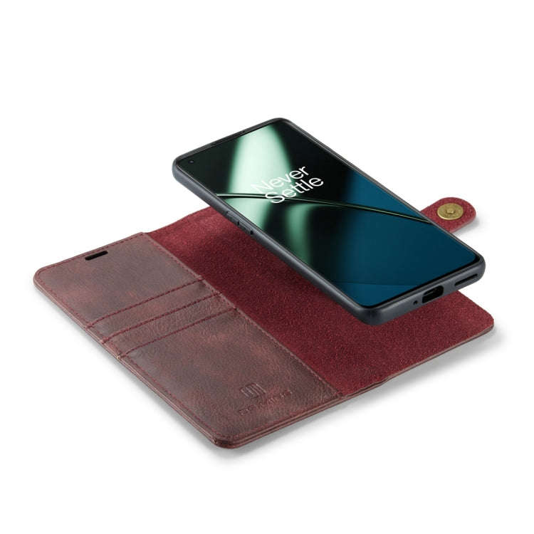 For OnePlus 11 DG.MING Crazy Horse Texture Detachable Magnetic Leather Case(Red)