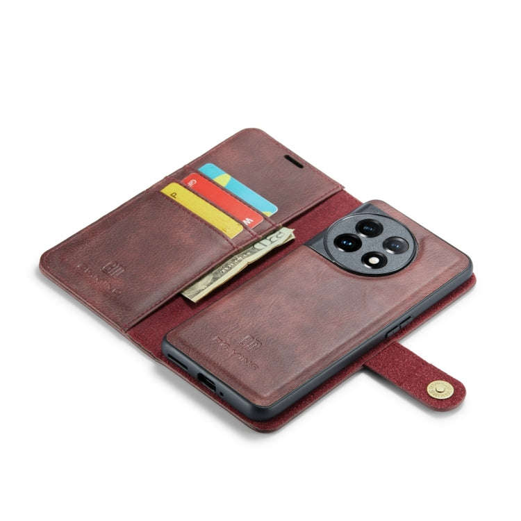 For OnePlus 11 DG.MING Crazy Horse Texture Detachable Magnetic Leather Case(Red)