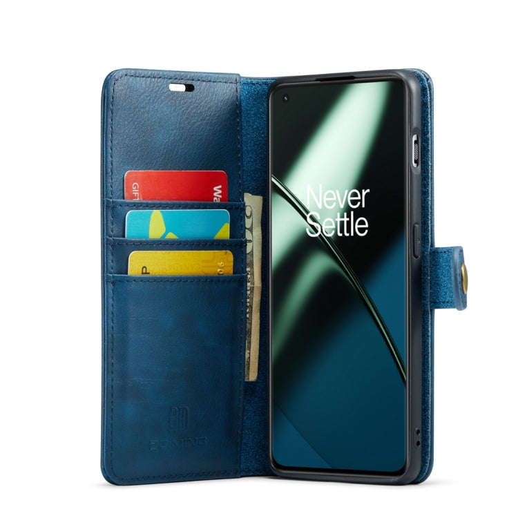 For OnePlus 11 DG.MING Crazy Horse Texture Detachable Magnetic Leather Case(Blue)