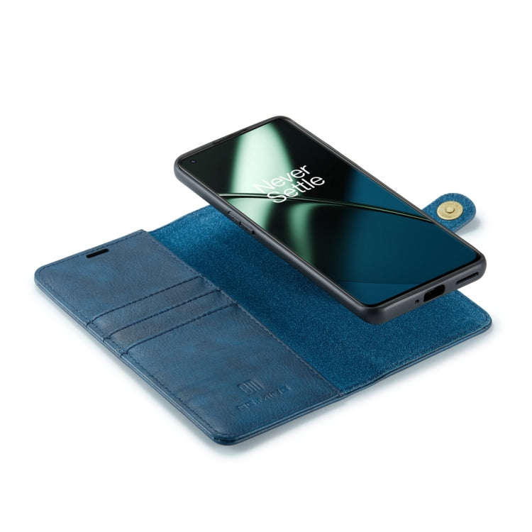 For OnePlus 11 DG.MING Crazy Horse Texture Detachable Magnetic Leather Case(Blue)