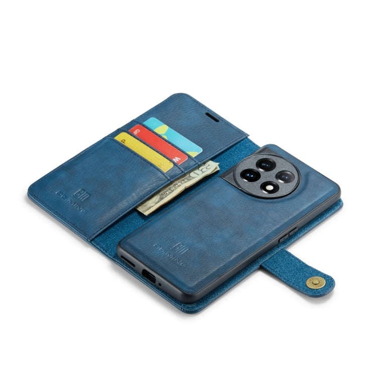 For OnePlus 11 DG.MING Crazy Horse Texture Detachable Magnetic Leather Case(Blue)