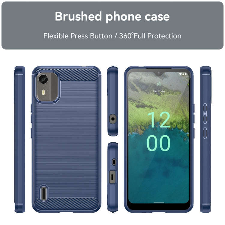 For Nokia C12 Brushed Texture Carbon Fiber TPU Phone Case(Blue)