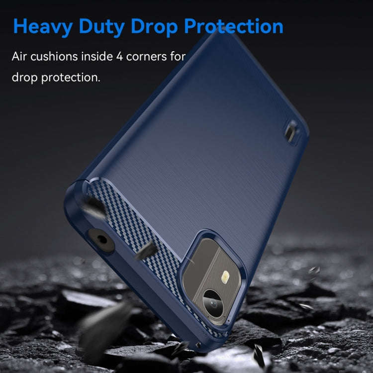 For Nokia C12 Brushed Texture Carbon Fiber TPU Phone Case(Blue)