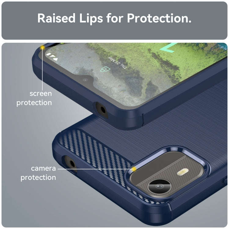 For Nokia C12 Brushed Texture Carbon Fiber TPU Phone Case(Blue)