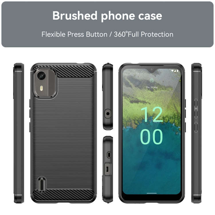 For Nokia C12 Pro Brushed Texture Carbon Fiber TPU Phone Case(Black)