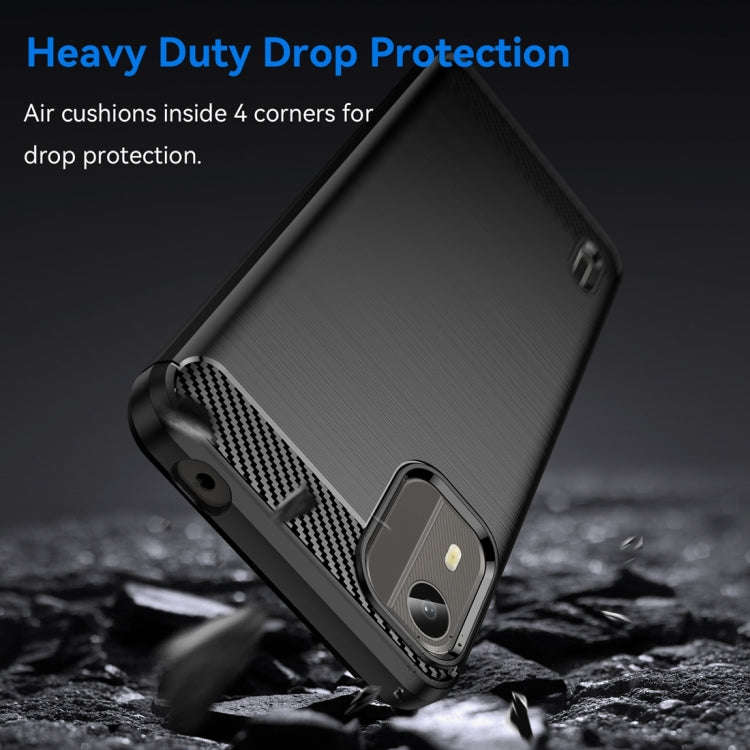 For Nokia C12 Pro Brushed Texture Carbon Fiber TPU Phone Case(Black)