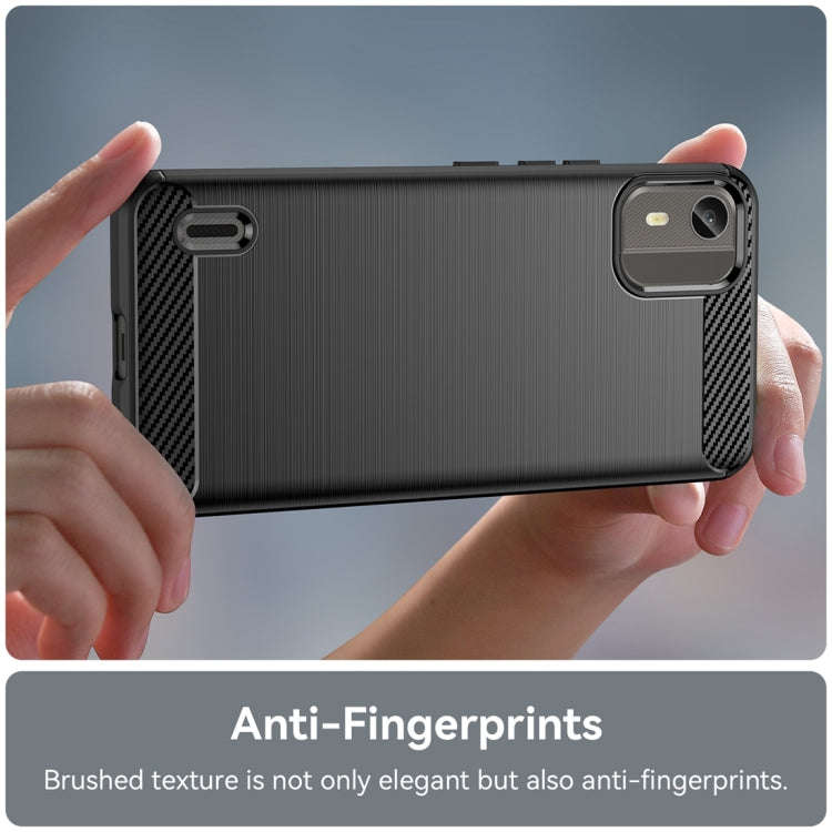For Nokia C12 Pro Brushed Texture Carbon Fiber TPU Phone Case(Black)