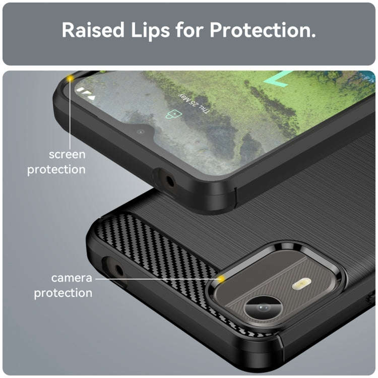 For Nokia C12 Pro Brushed Texture Carbon Fiber TPU Phone Case(Black)