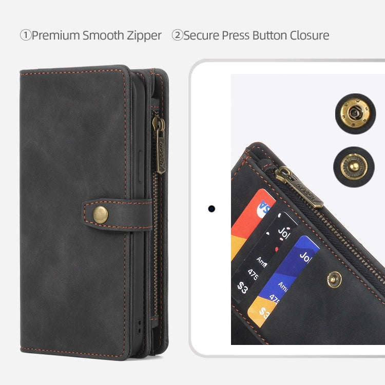 For Google Pixel 7 Pro Zipper Wallet Detachable Magnetic Leather Phone Case(Black)