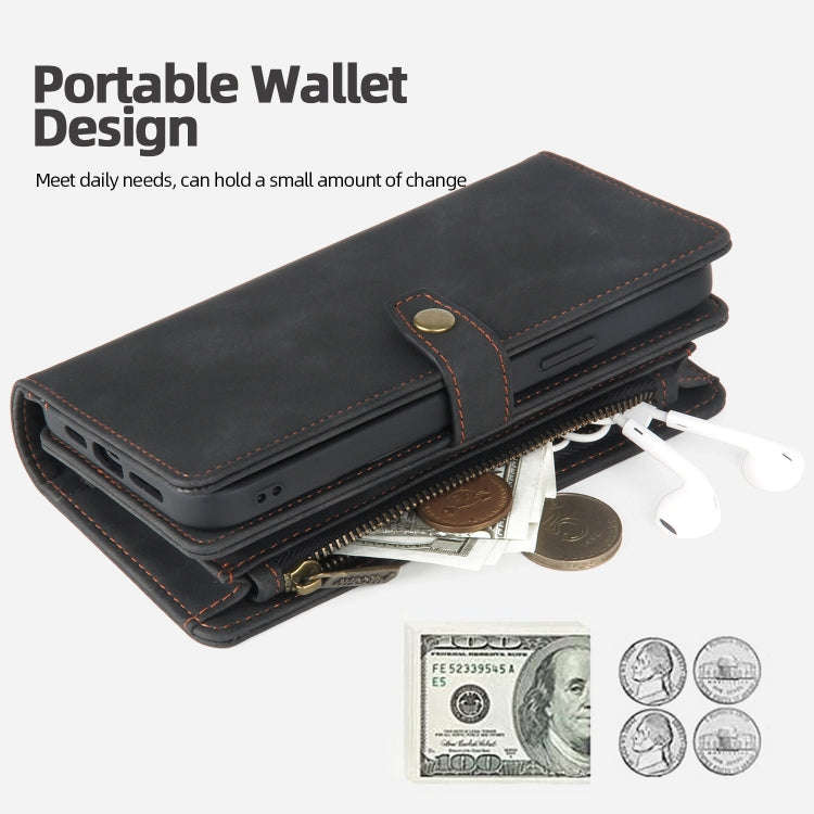 For Google Pixel 7 Pro Zipper Wallet Detachable Magnetic Leather Phone Case(Black)