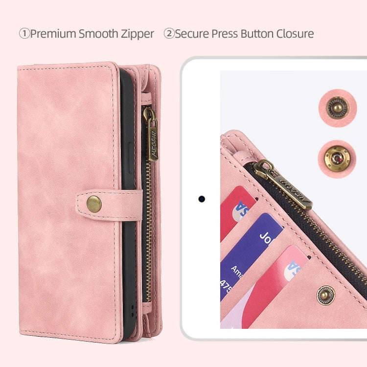 For Google Pixel 6 Zipper Wallet Detachable Magnetic Leather Phone Case(Pink)