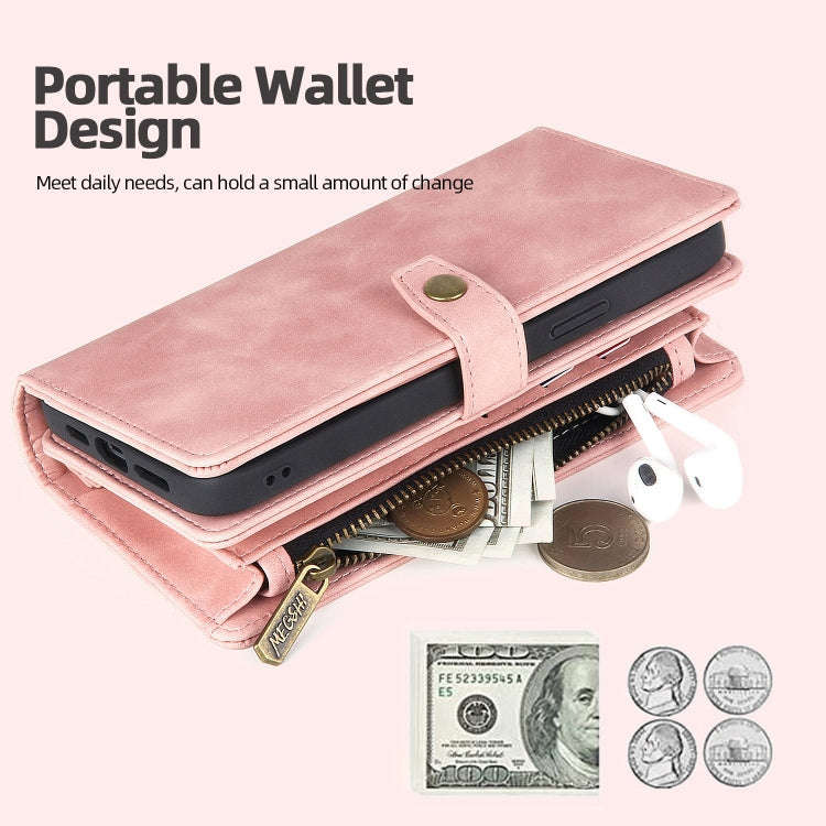 For Google Pixel 6 Zipper Wallet Detachable Magnetic Leather Phone Case(Pink)