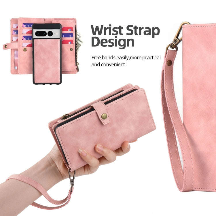 For Google Pixel 6 Zipper Wallet Detachable Magnetic Leather Phone Case(Pink)