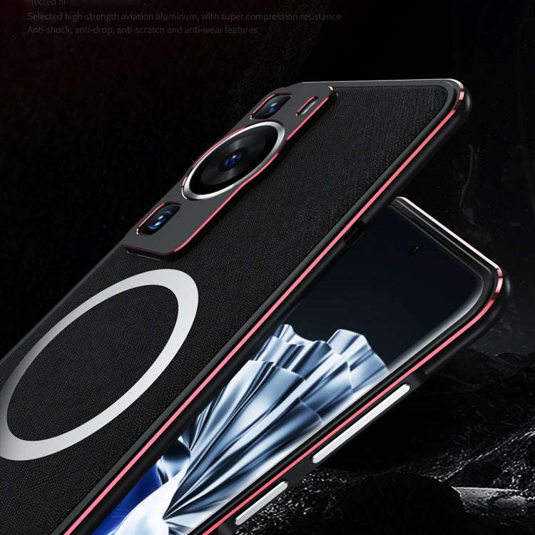 For Huawei P60 / P60 Pro LK Aurora Metal Frame PU MagSafe Magnetic Phone Case(Black Purple)