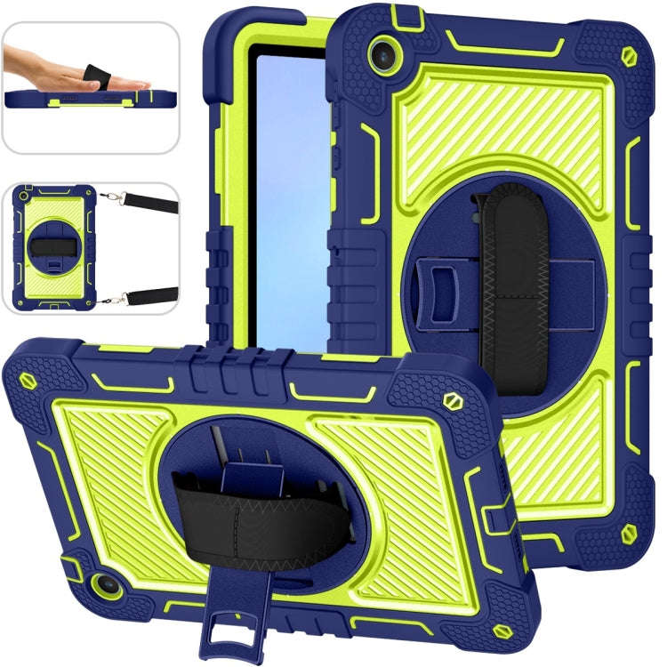 For Huawei MatePad SE 10.4 360 Degree Rotation PC Contrast Silicone Tablet Case(Navy Blue + Yello...