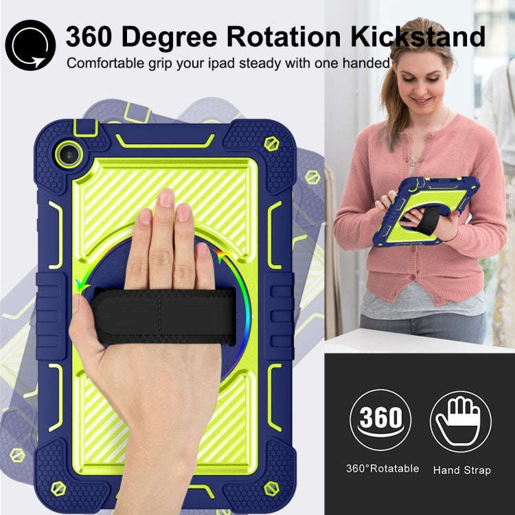 For Huawei MatePad SE 10.4 360 Degree Rotation PC Contrast Silicone Tablet Case(Navy Blue + Yello...