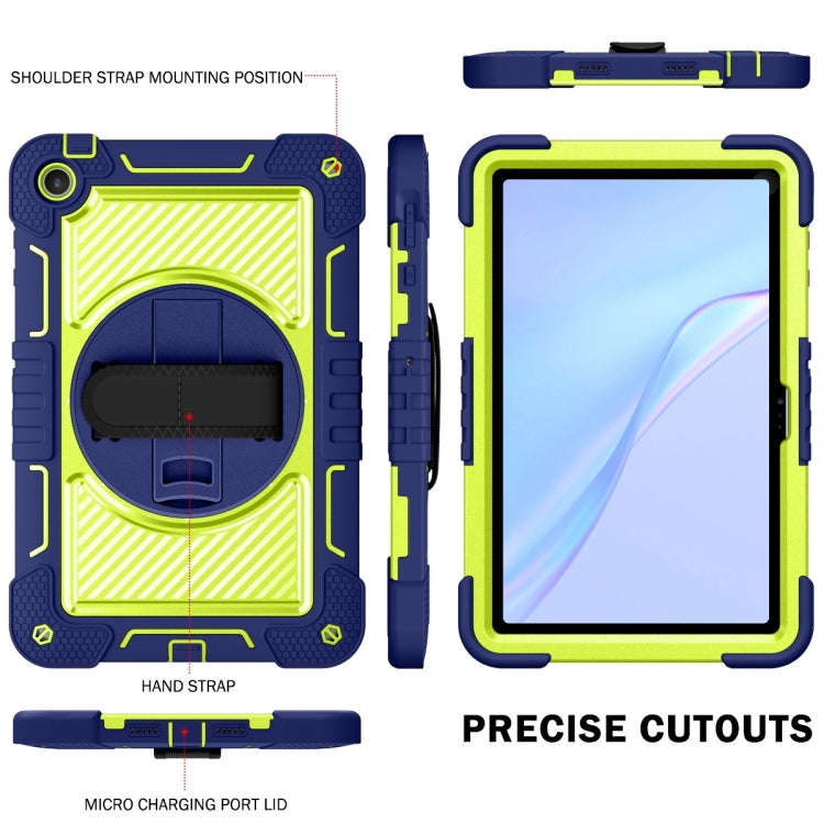 For Huawei MatePad SE 10.4 360 Degree Rotation PC Contrast Silicone Tablet Case(Navy Blue + Yello...