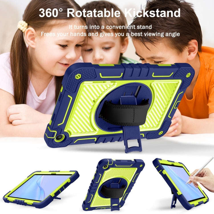 For Huawei MatePad SE 10.4 360 Degree Rotation PC Contrast Silicone Tablet Case(Navy Blue + Yello...