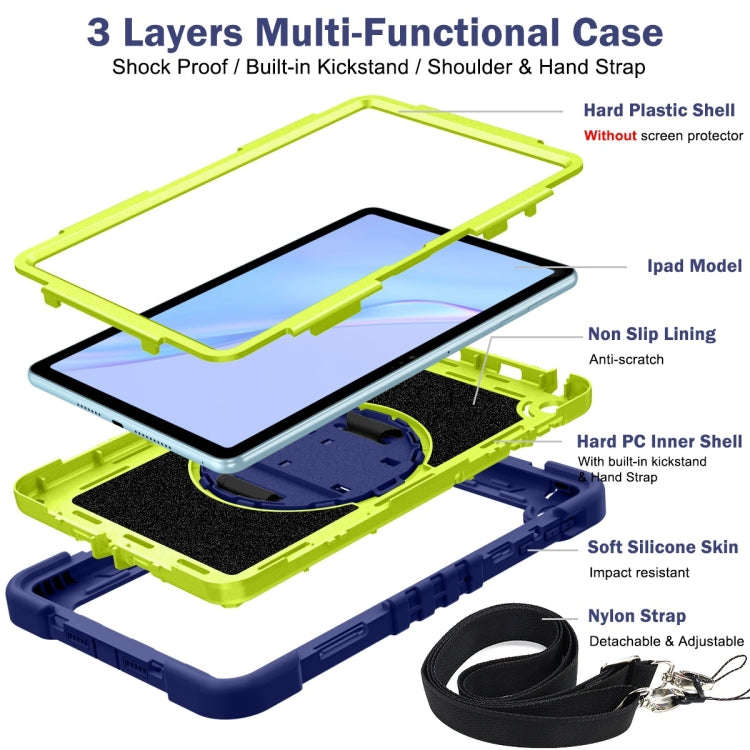 For Huawei MatePad SE 10.4 360 Degree Rotation PC Contrast Silicone Tablet Case(Navy Blue + Yello...