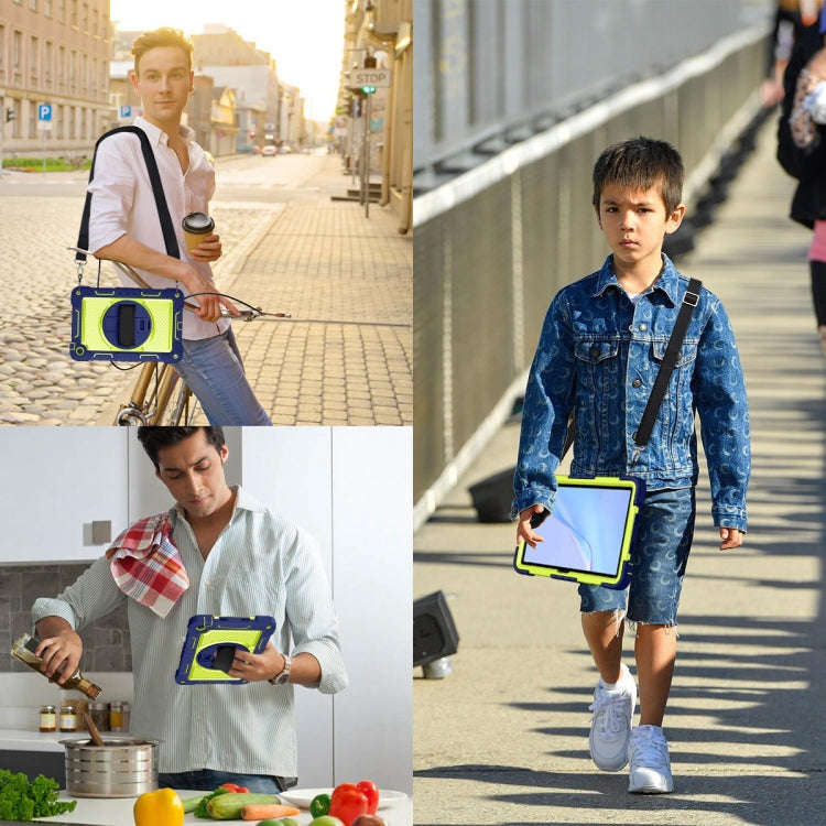 For Huawei MatePad SE 10.4 360 Degree Rotation PC Contrast Silicone Tablet Case(Navy Blue + Yello...