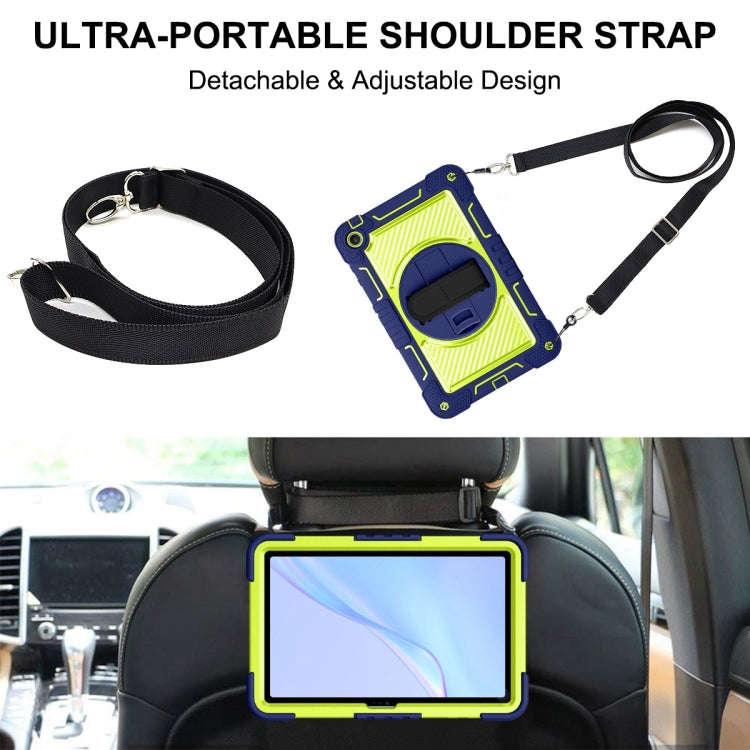 For Huawei MatePad SE 10.4 360 Degree Rotation PC Contrast Silicone Tablet Case(Navy Blue + Yello...