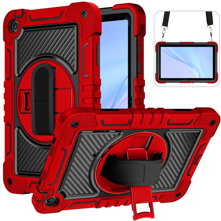 For Huawei MatePad SE 10.4 360 Degree Rotation PC Contrast Silicone Tablet Case(Red + Black)
