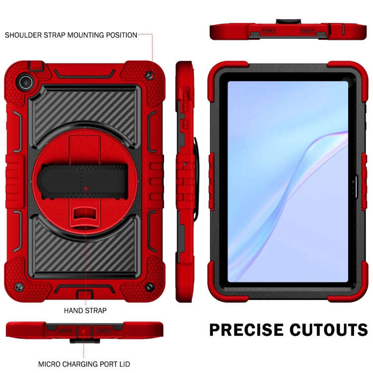 For Huawei MatePad SE 10.4 360 Degree Rotation PC Contrast Silicone Tablet Case(Red + Black)