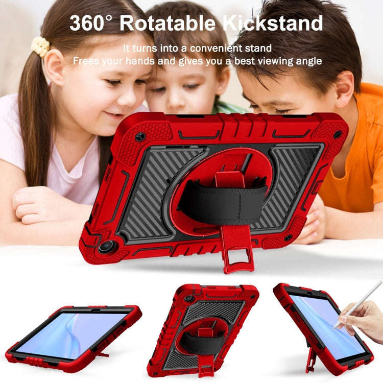 For Huawei MatePad SE 10.4 360 Degree Rotation PC Contrast Silicone Tablet Case(Red + Black)
