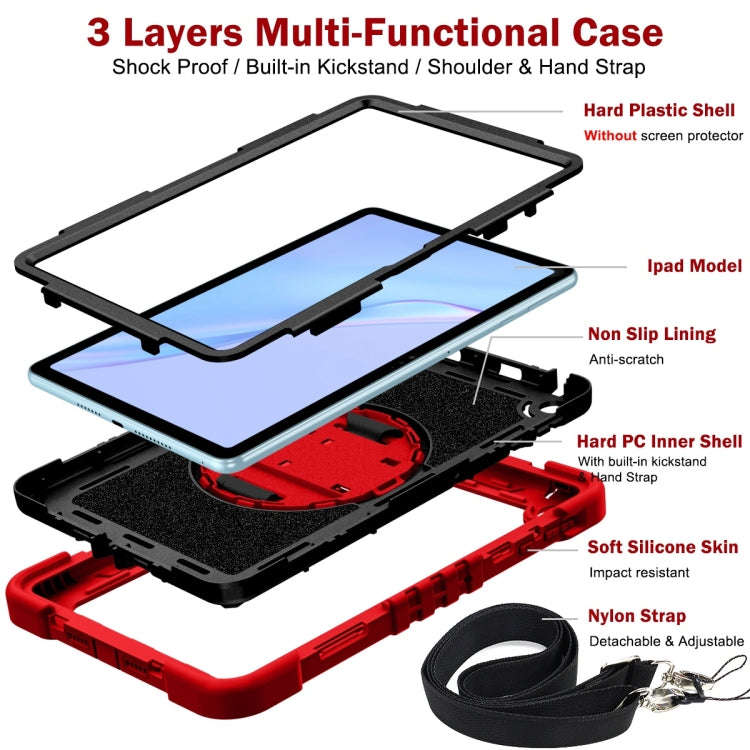 For Huawei MatePad SE 10.4 360 Degree Rotation PC Contrast Silicone Tablet Case(Red + Black)