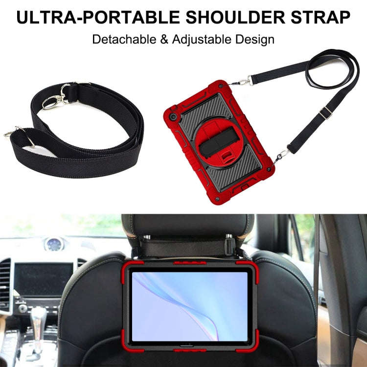 For Huawei MatePad SE 10.4 360 Degree Rotation PC Contrast Silicone Tablet Case(Red + Black)