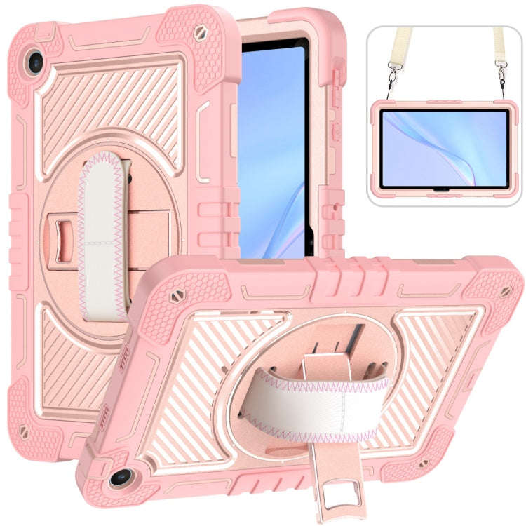 For Huawei MatePad SE 10.4 360 Degree Rotation PC Contrast Silicone Tablet Case(Rose Gold)