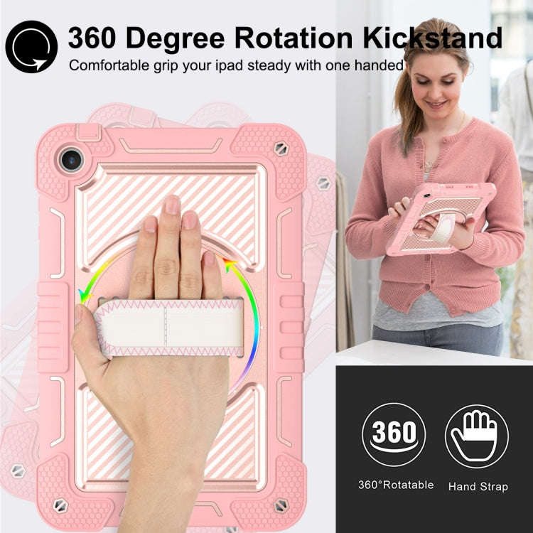 For Huawei MatePad SE 10.4 360 Degree Rotation PC Contrast Silicone Tablet Case(Rose Gold)