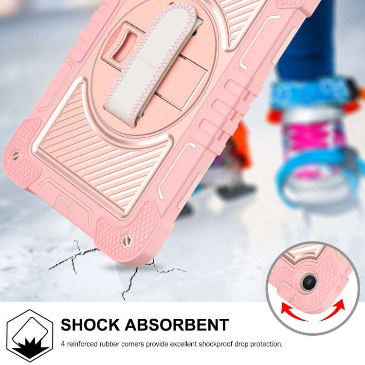 For Huawei MatePad SE 10.4 360 Degree Rotation PC Contrast Silicone Tablet Case(Rose Gold)