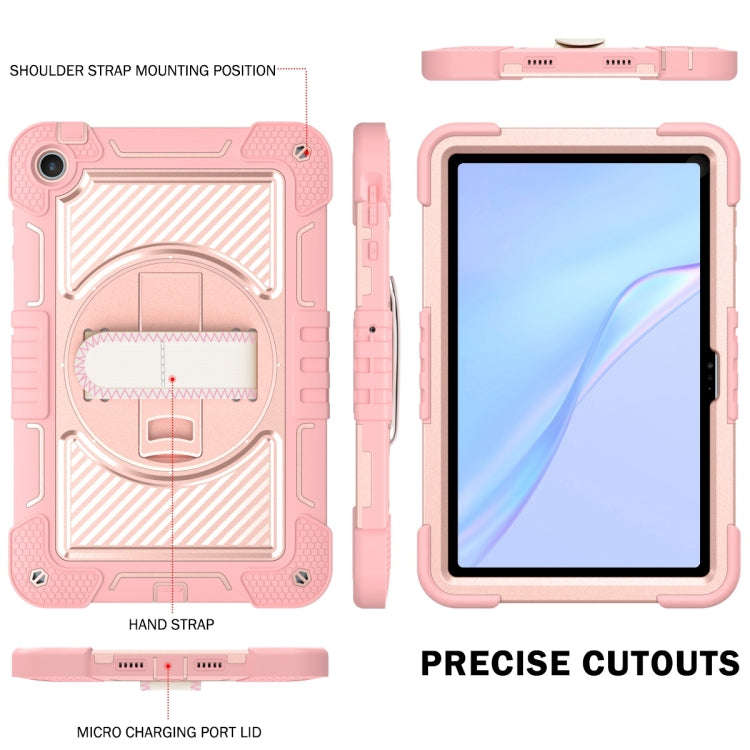For Huawei MatePad SE 10.4 360 Degree Rotation PC Contrast Silicone Tablet Case(Rose Gold)