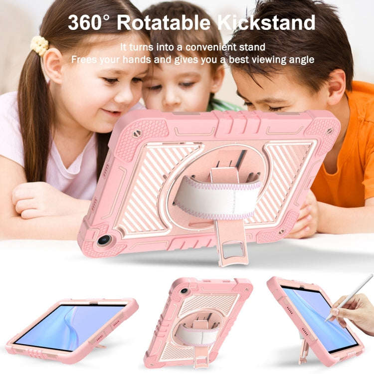For Huawei MatePad SE 10.4 360 Degree Rotation PC Contrast Silicone Tablet Case(Rose Gold)