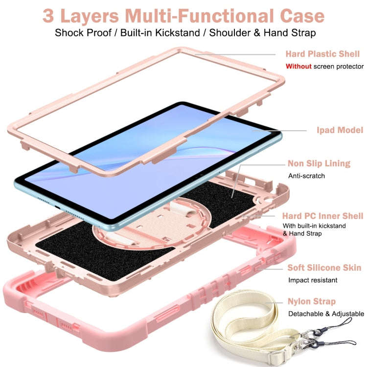 For Huawei MatePad SE 10.4 360 Degree Rotation PC Contrast Silicone Tablet Case(Rose Gold)